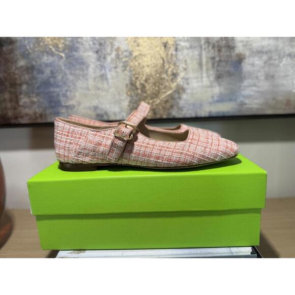 Women's Sam Edelman Pink Plaid Mary Jane Flats - Picture 4 of 6